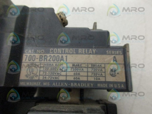 ALLEN BRADLEY 700-BR200A1 SER A CONTROL RELAY UNMP