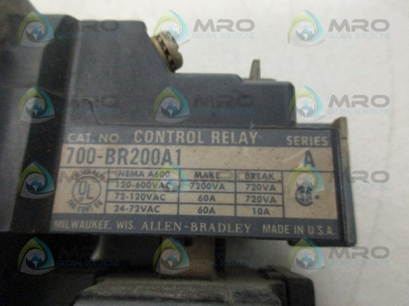ALLEN BRADLEY 700-BR200A1 SER A CONTROL RELAY UNMP