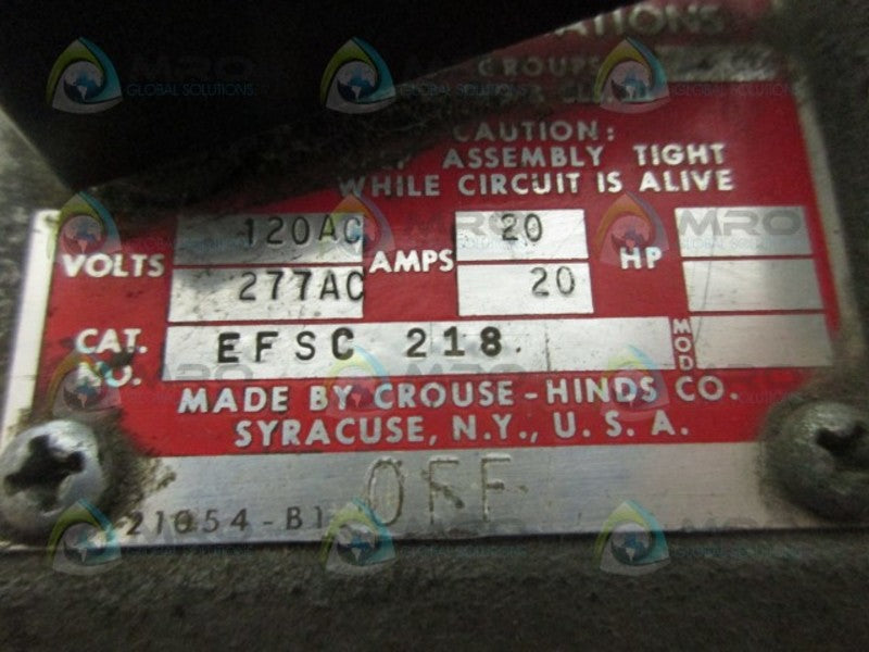 CROUSE HINDS EFSC218 SNAP SWITCH UNMP