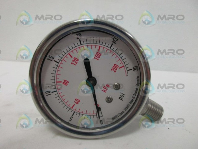 GRAINGER 4CFH2 PRESSURE GAUGE 0-200 NSNP