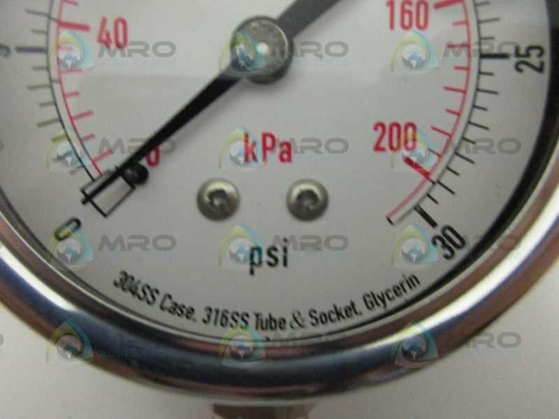 GRAINGER 4CFH2 PRESSURE GAUGE 0-200 NSNP