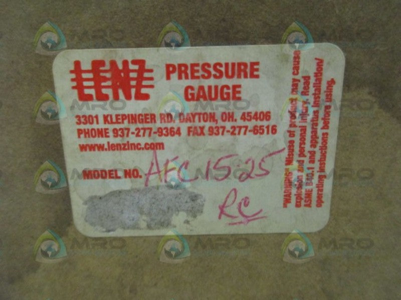 LENZ AFC1525 PRESSURE GAUGE NSMP