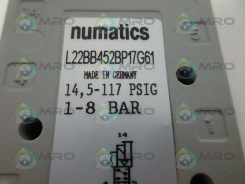 NUMATICS L22BB452BP17G61 PILOT ACTUATED VALVE NSNP