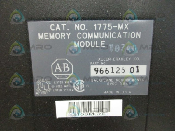 ALLEN BRADLEY 1775-MX MEMORY COMMUNICATION MODULE UNMP