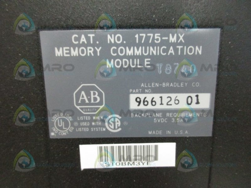 ALLEN BRADLEY 1775-MX MEMORY COMMUNICATION MODULE UNMP
