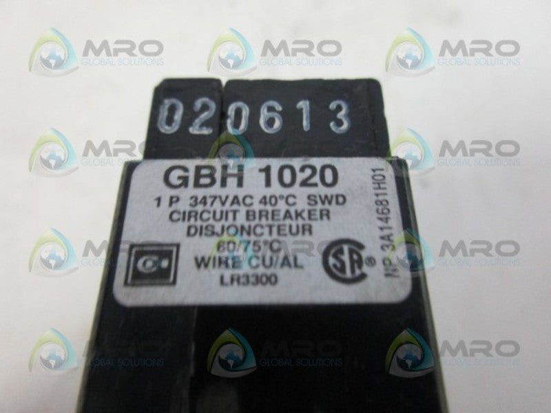 CUTLER HAMMER GBH1020 CIRCUIT BREAKER UNMP