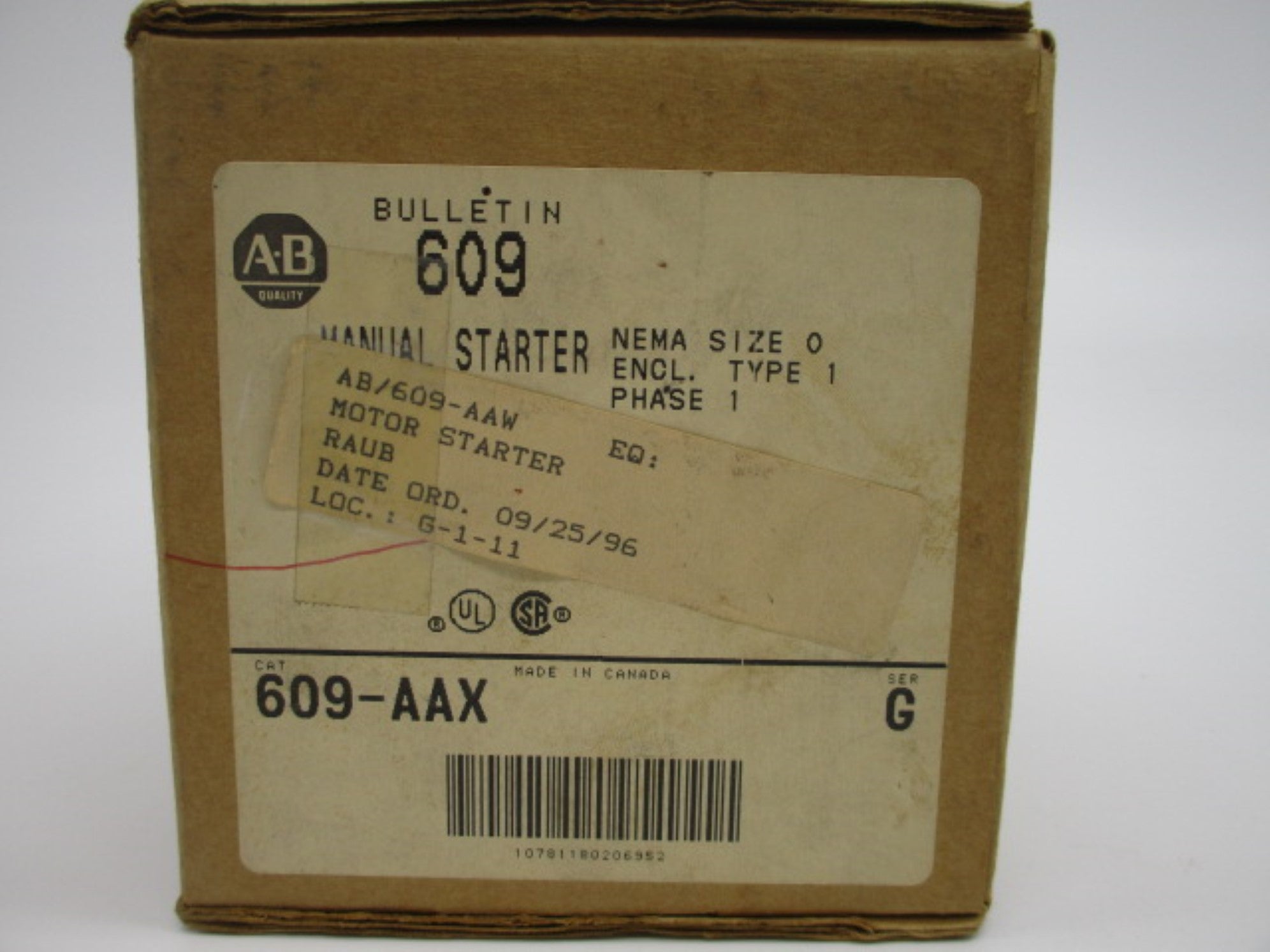 ALLEN BRADLEY 609-AAX SER. G (BR/WH) NSMP
