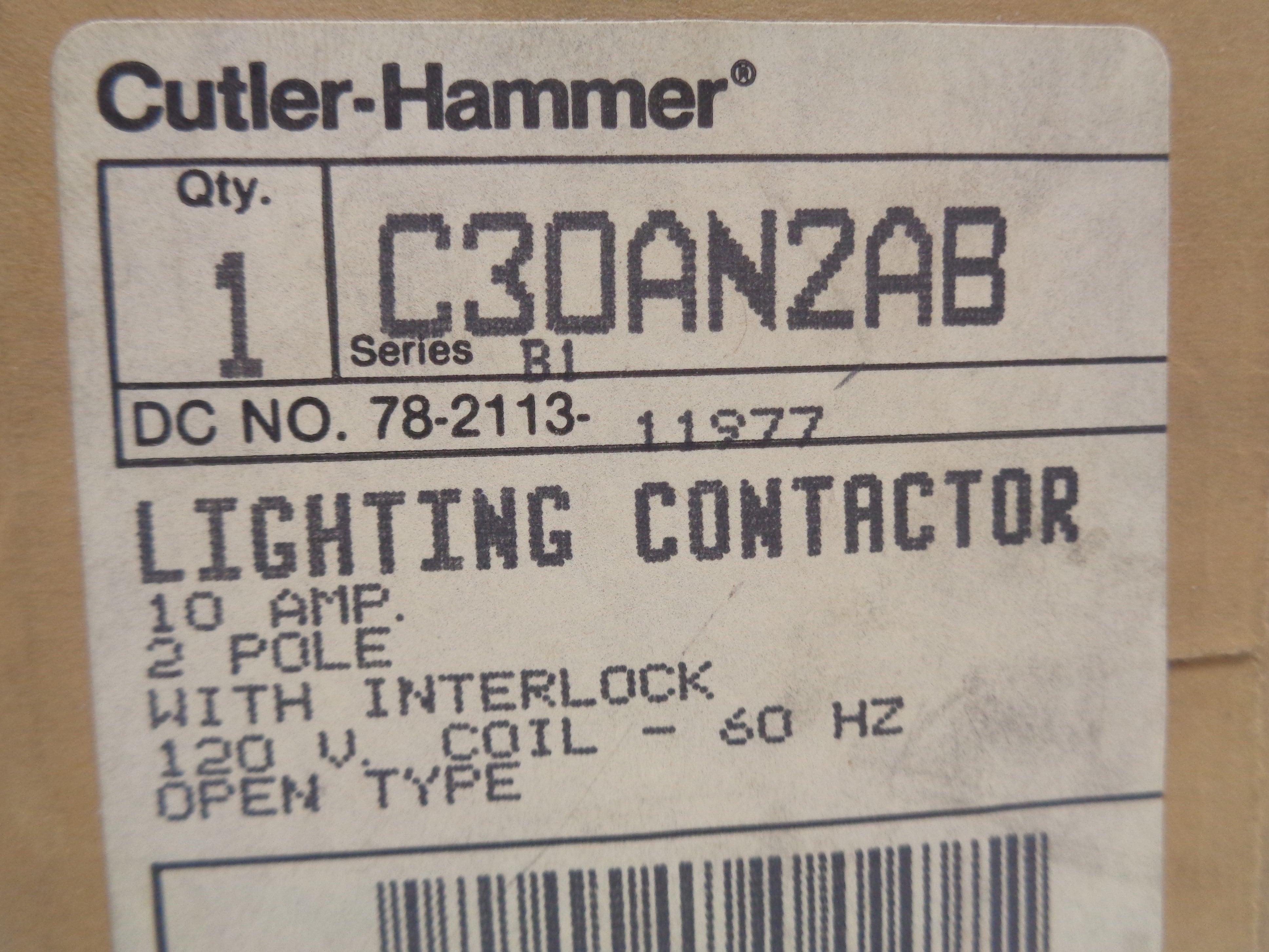 CUTLER HAMMER C30AN2AB SER. B1 120V NSMP