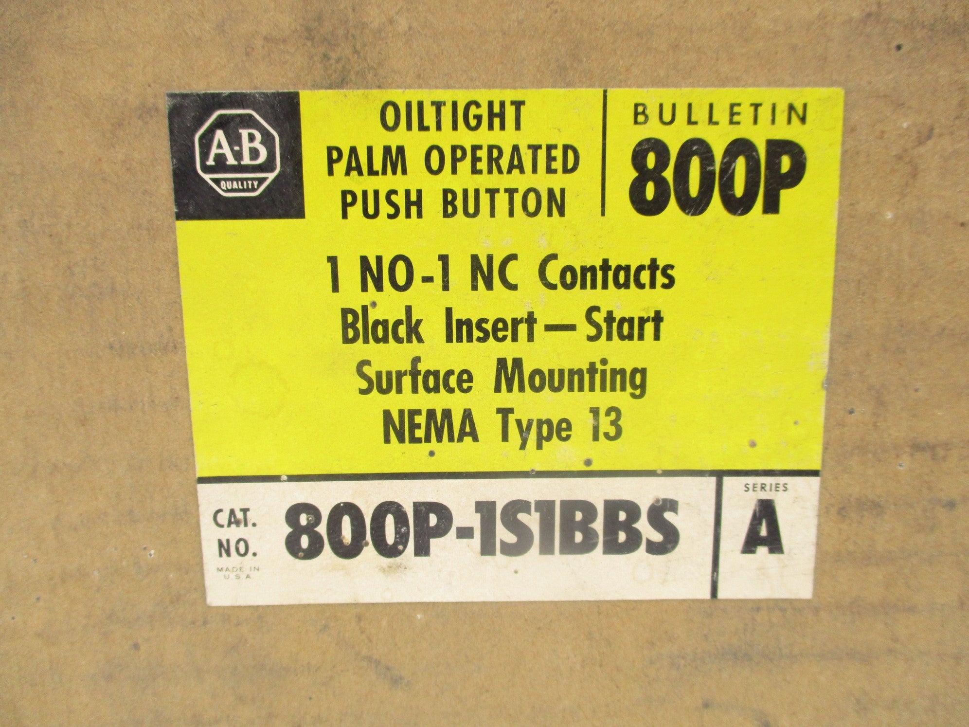 INDUSTRIAL SPARE PART 800P-1S1BBS SER. A (BR/YL) NSMP