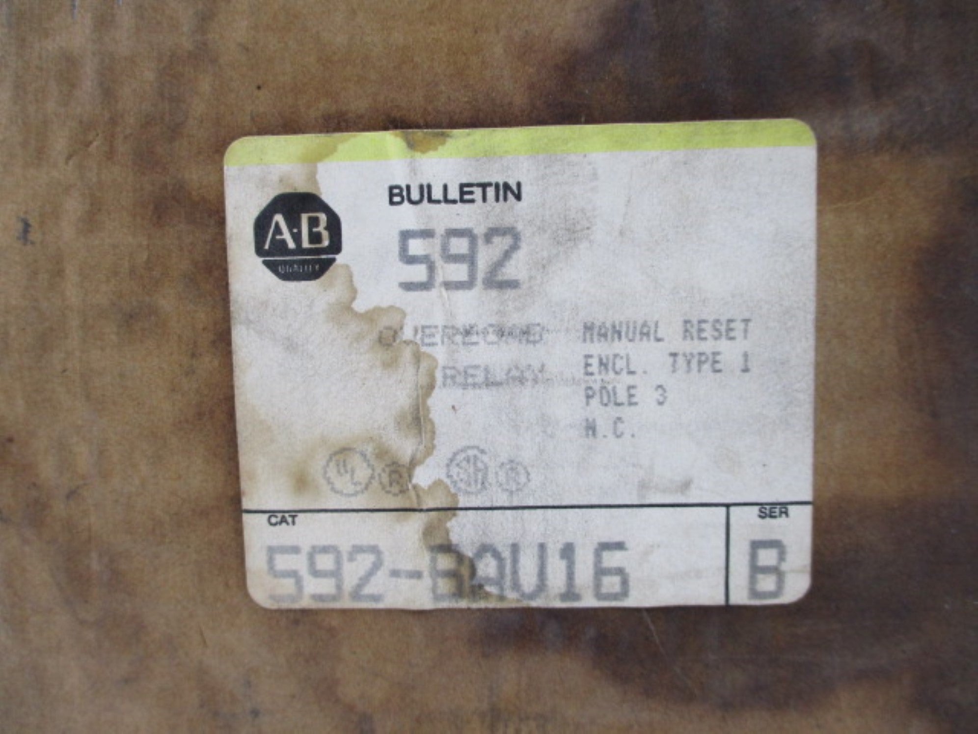 INDUSTRIAL SPARE PART 592-BAV16 SER. B 120V (BR/YL) NSMP