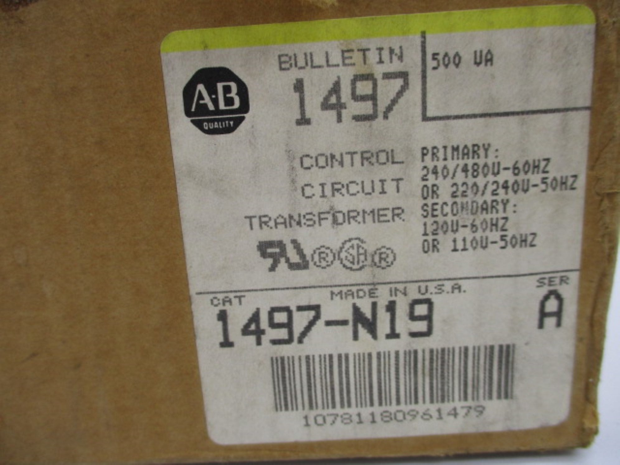 ALLEN BRADLEY 1497-N19 SER. A (BR/YL) NSMP