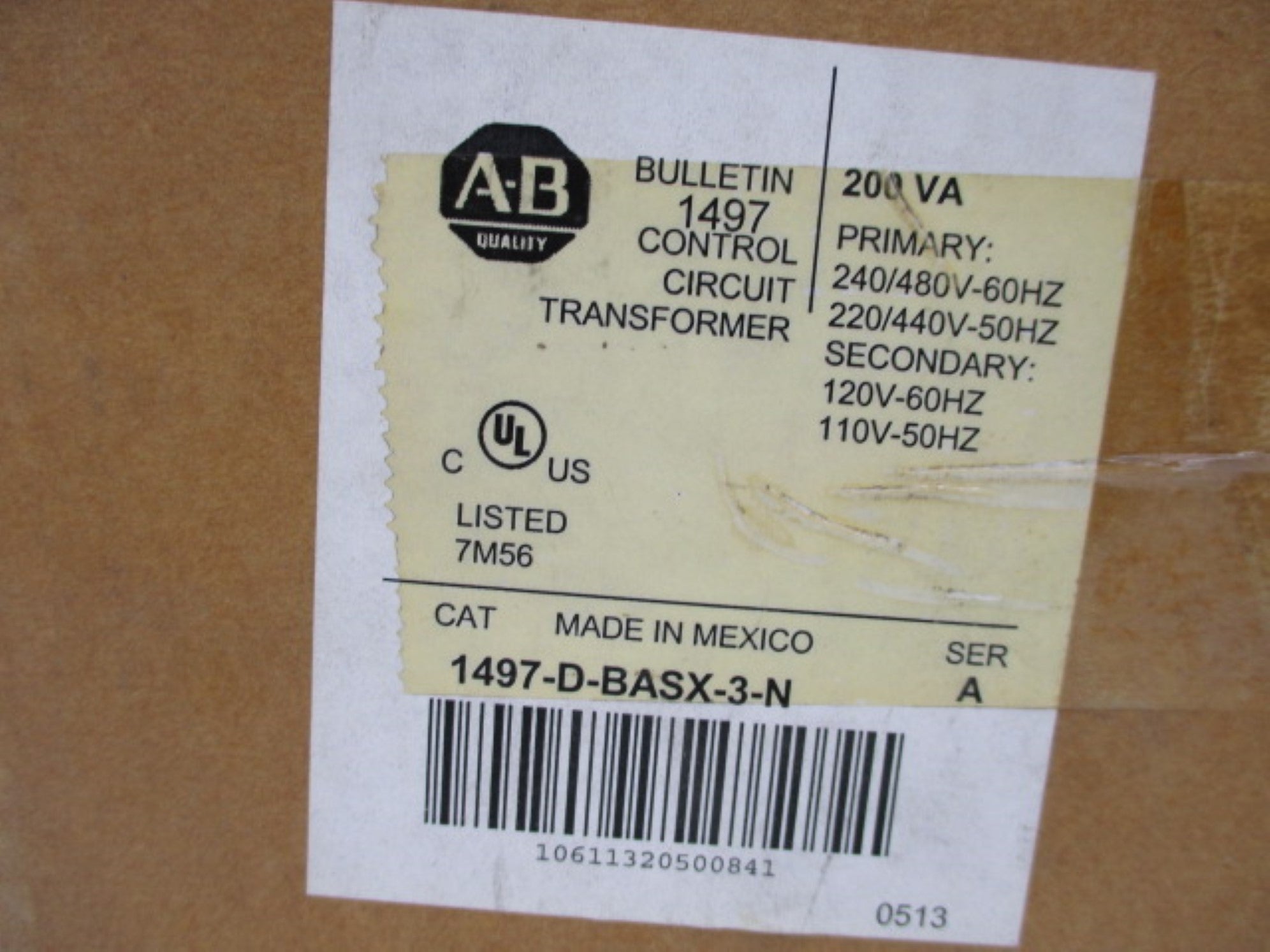 ALLEN BRADLEY 1497-D-BASX-3-N SER. A 240/480V (BR/WH) NSMP