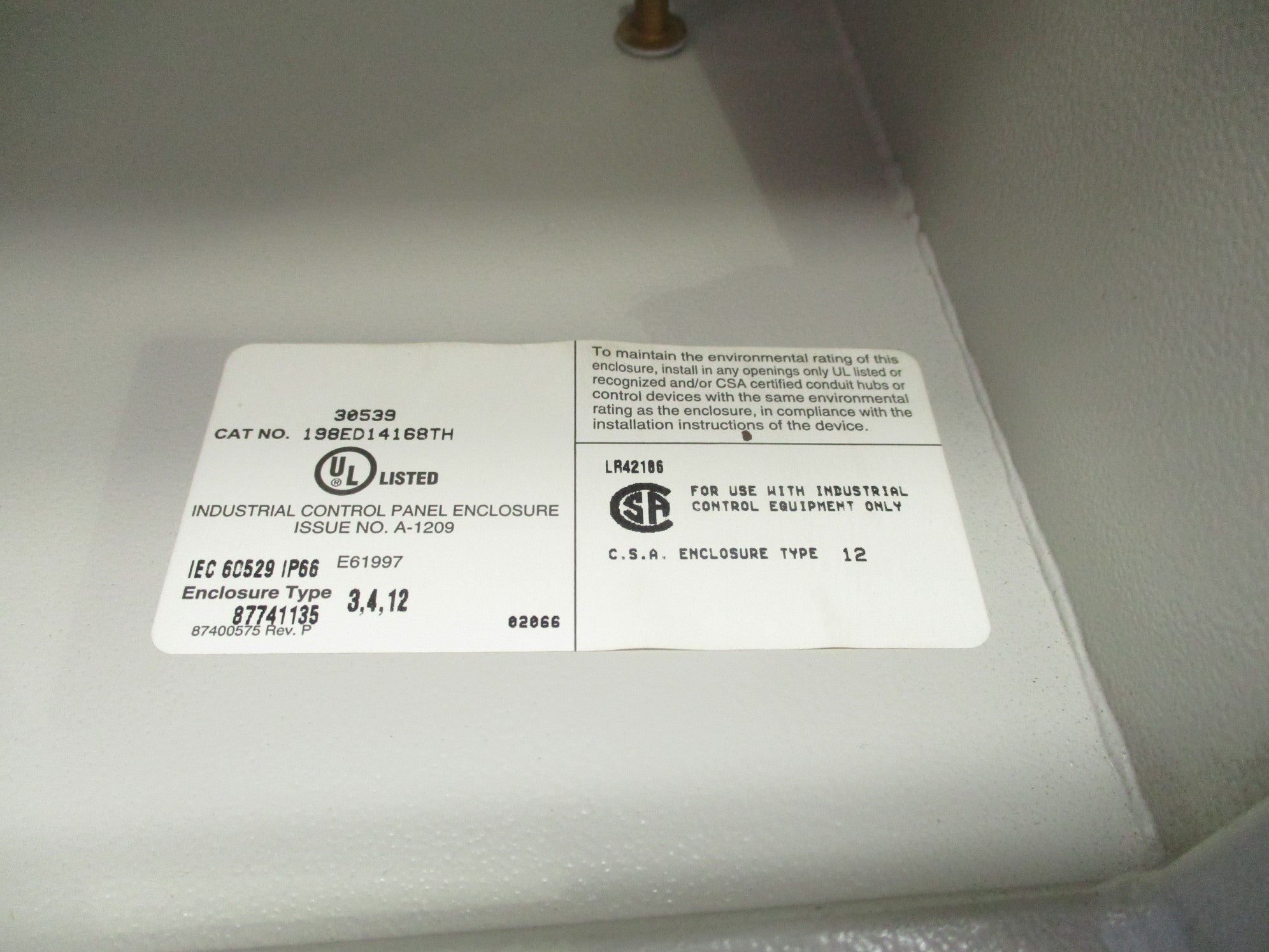 INDUSTRIAL SPARE PART 198ED14168TH UNMP