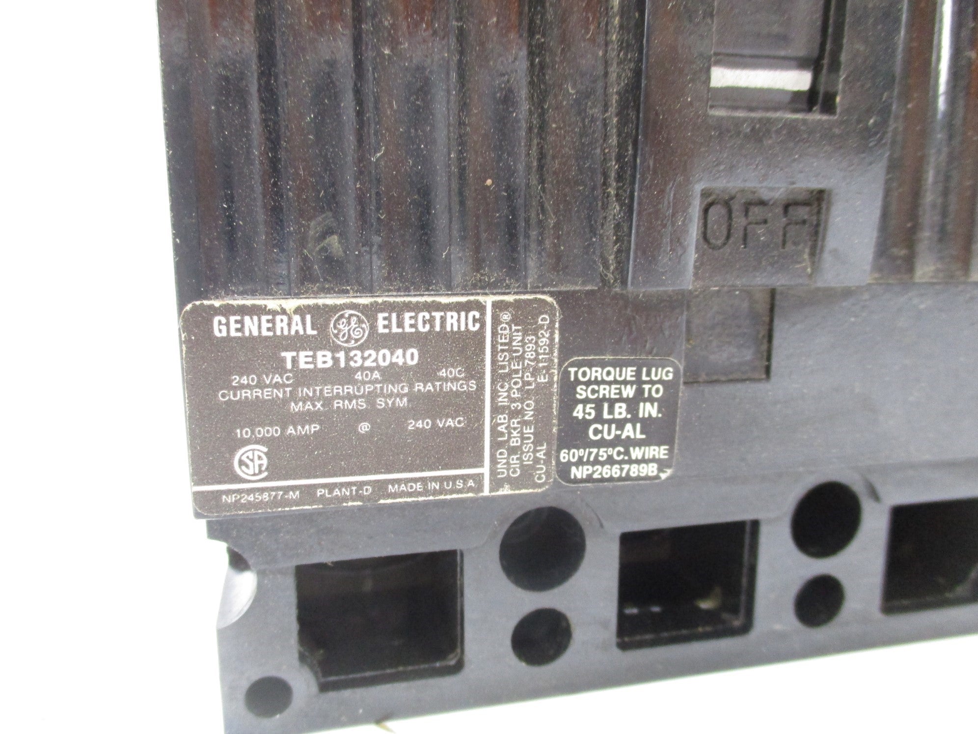 GENERAL ELECTRIC TEB132040 40A 240V UNMP