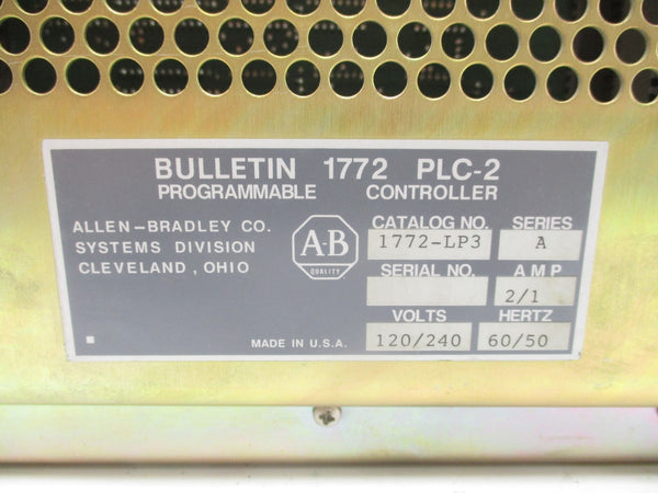 ALLEN BRADLEY 1772-LP3 SER. A 120/240V 2/1A (NO KEY) UNMP
