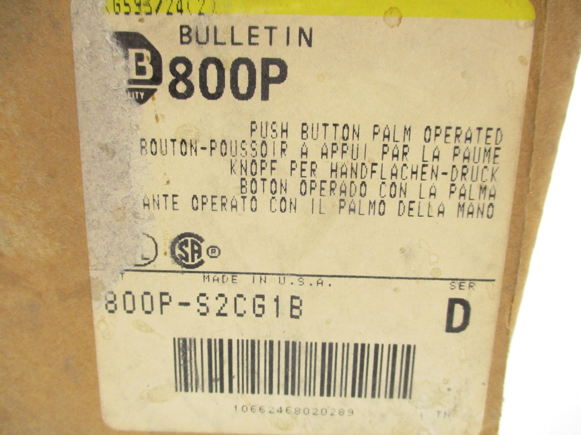 INDUSTRIAL SPARE PART 800P-S2CG1B SER. D (BR/YL) NSMP