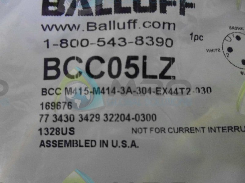 BALLUFF BCC M415-M414-3A-304 CABLE CONNECTOR NSNP IN BAG