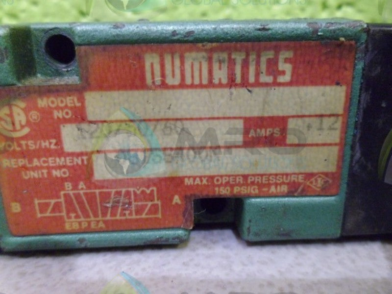 NUMATICS 081SS400K SOLENOID VALVE UNMP