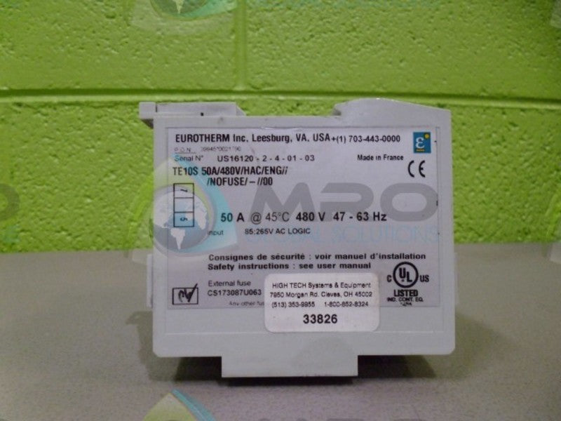 EUROTHERM TE10S50A/480V/HAC/ENG///NOFUSE/-//00 EXTERNAL FUSE UNMP