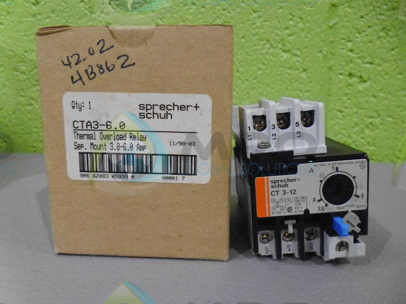 SPRECHER+SCHUH CTA3-6.0 OVERLOAD RELAY NSMP