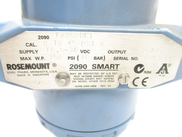 ROSEMOUNT 2090FA2S2DE1 10.5-36VDC 150PSI NSNP