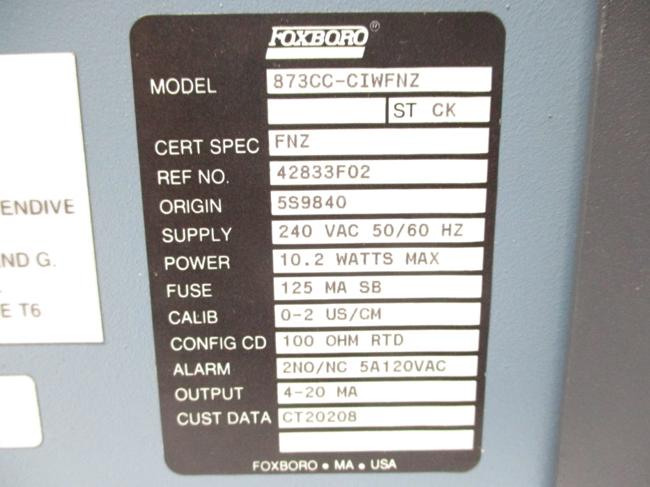 FOXBORO 873CC-CIWFNZ 240VAC NSNP