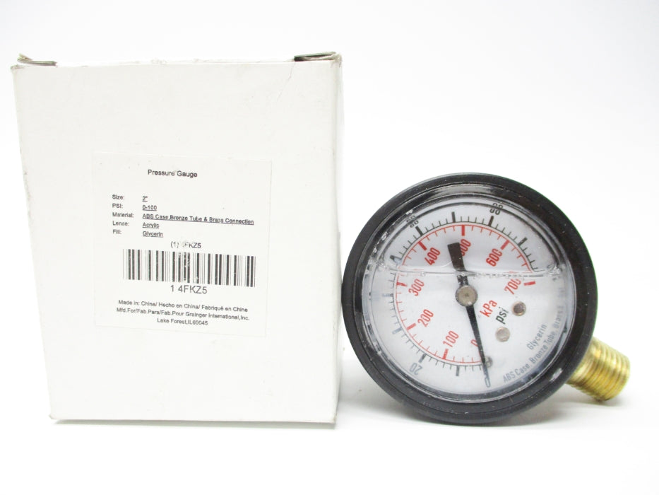 GRAINGER 4FKZ5 0-100PSI 2" NSMP