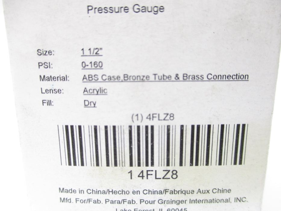 GRAINGER 4FLZ8 0-160PSI 1-1/2" NSMP
