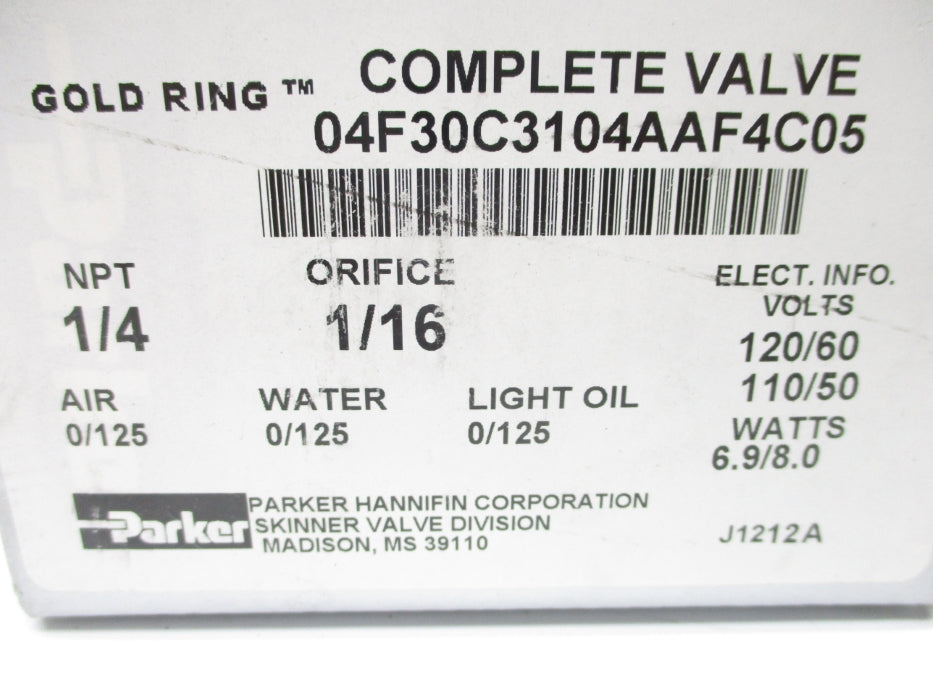 PARKER 04F30C3104AAF4C05 110/120V 0-125PSI NSMP