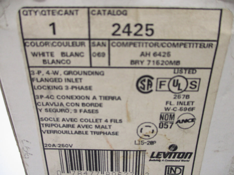 LEVITON 2425 250V 20A NSMP