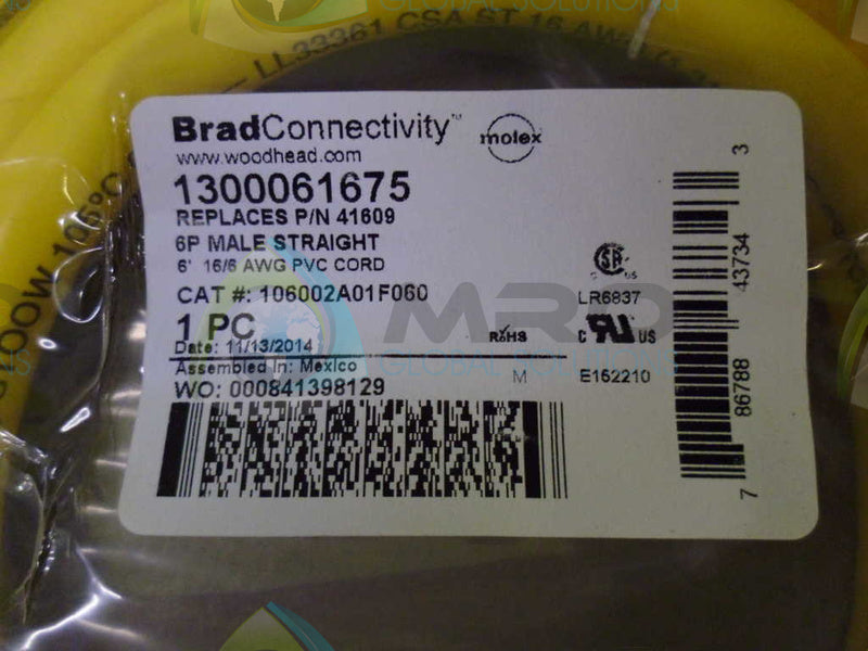 BRAD CONNECTIVITY 106002A01F060 MALE STRAIGHT *NEW IN FACTORY BAG*