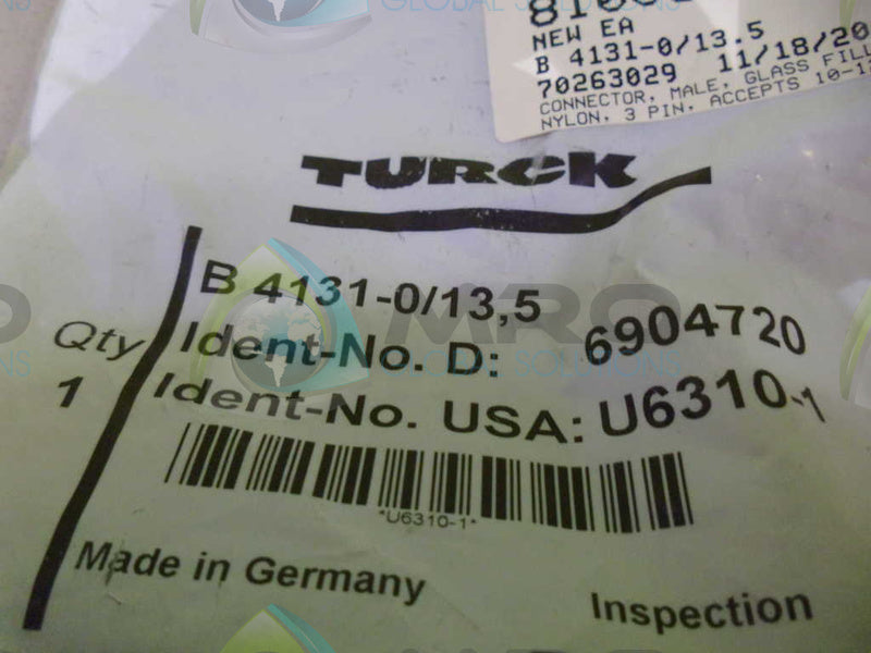 TURCK B4131-0/13,5 CONNECTOR *NEW IN FACTORY BAG*