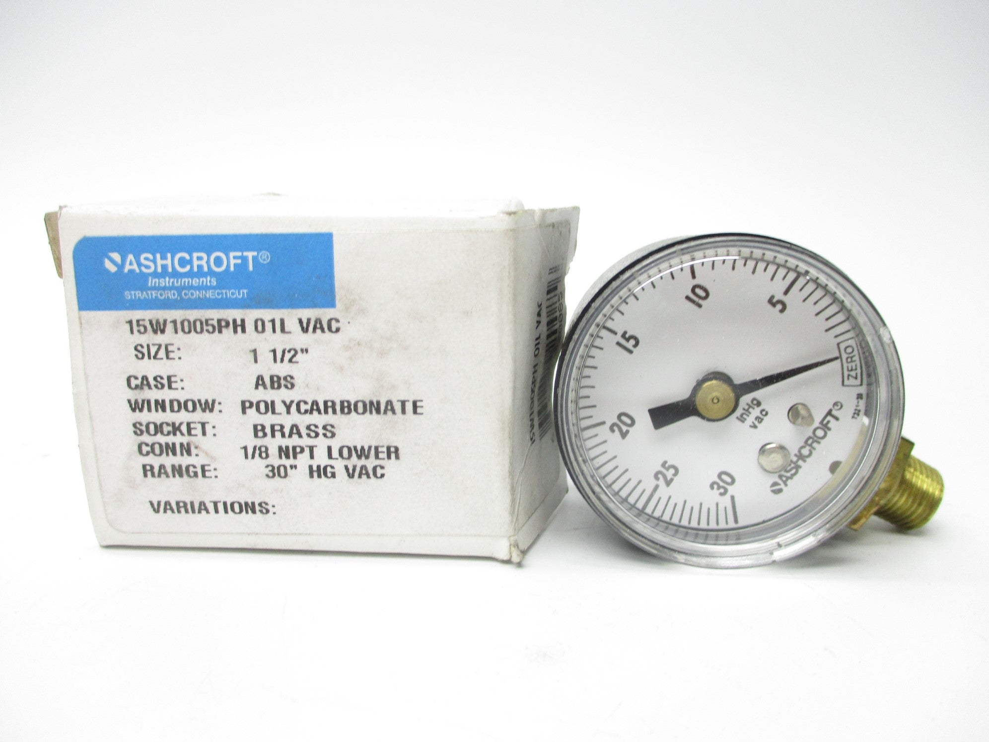 ASHCROFT 15W1005PH01LVAC 30"HGVAC 1-1/2" NSMP
