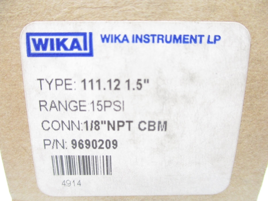 WIKA 9690209 0-15PSI 1/8" NSMP