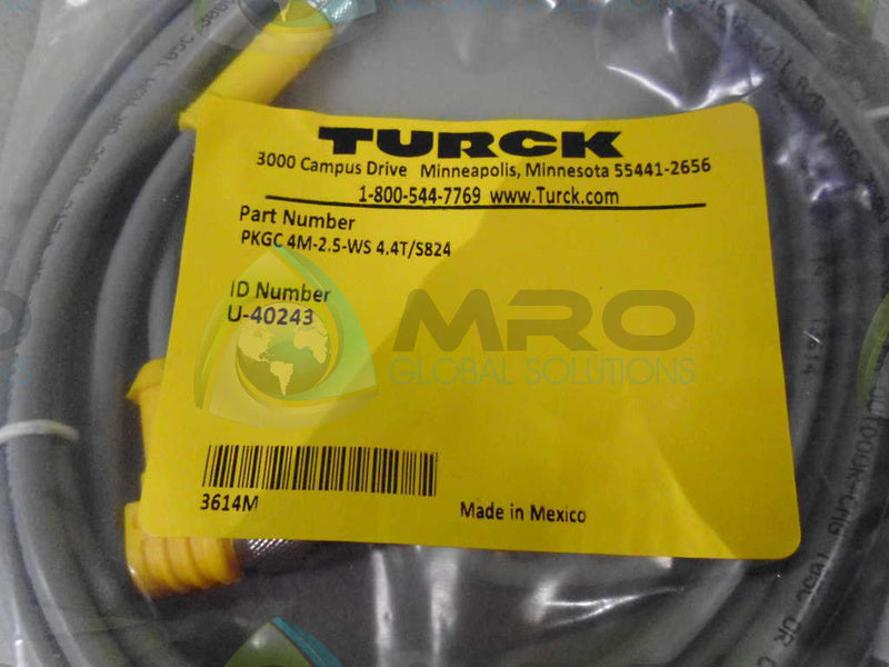 TURCK PKGC4M-2.5-WS 4.4T/S824 CABLE *NEW IN ORIGINAL PACKAGE*
