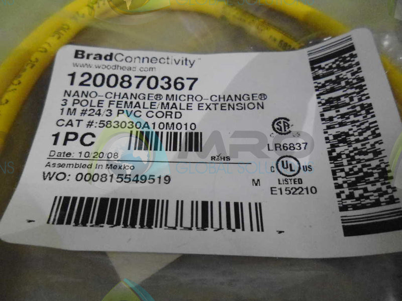 BRAD CONNECTIVITY 583030A10M010 EXTENSION *NEW IN ORIGINAL PACKAGE*