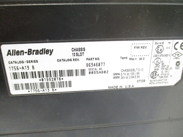 ALLEN BRADLEY 1756-A13 w/1756-PA72 UNMP