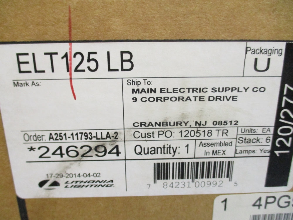 LITHONIA LIGHTING ELT125LB NSMP