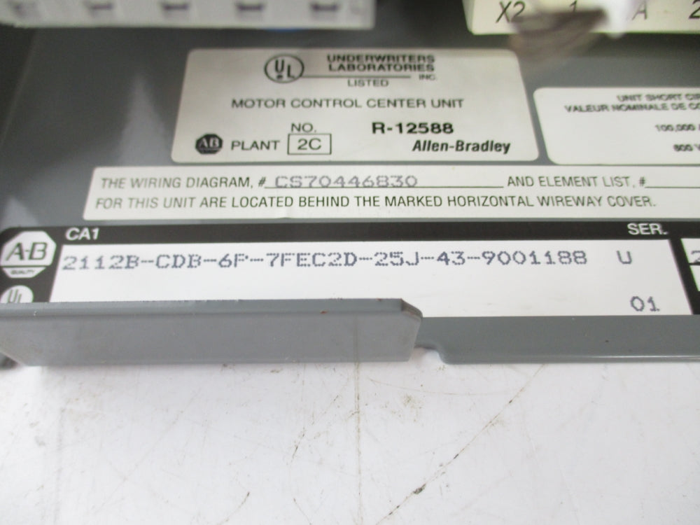 ALLEN BRADLEY 2112B-CDB-6P-7FEC2D-25J-43-9001188 SER. U NSMP