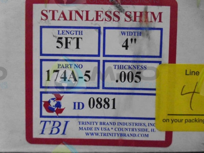 TBI 174A-5 STAINLESS SHIM *NEW IN BOX*