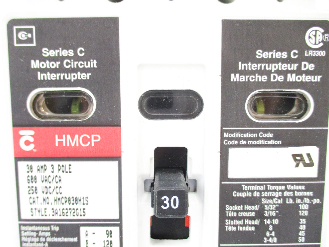 CUTLER HAMMER HMCP030H1S SER. C 30A 250VDC NSMP