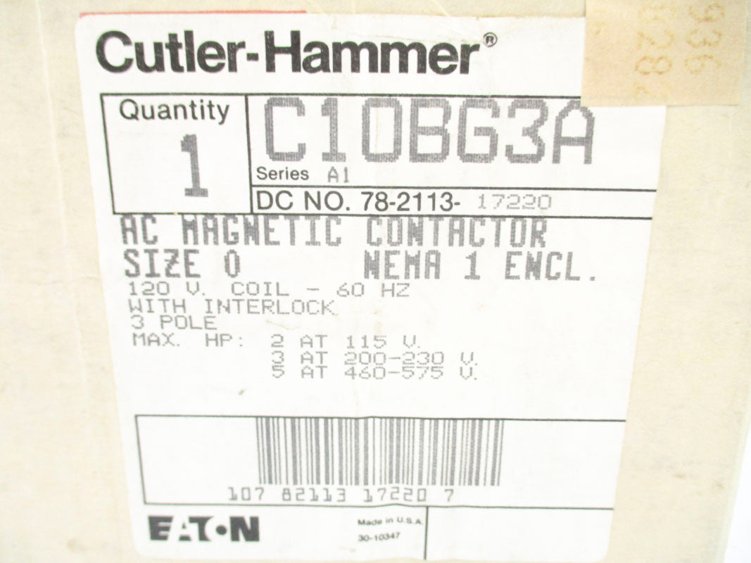 CUTLER HAMMER C10BG3A SER. A1 120V NSMP