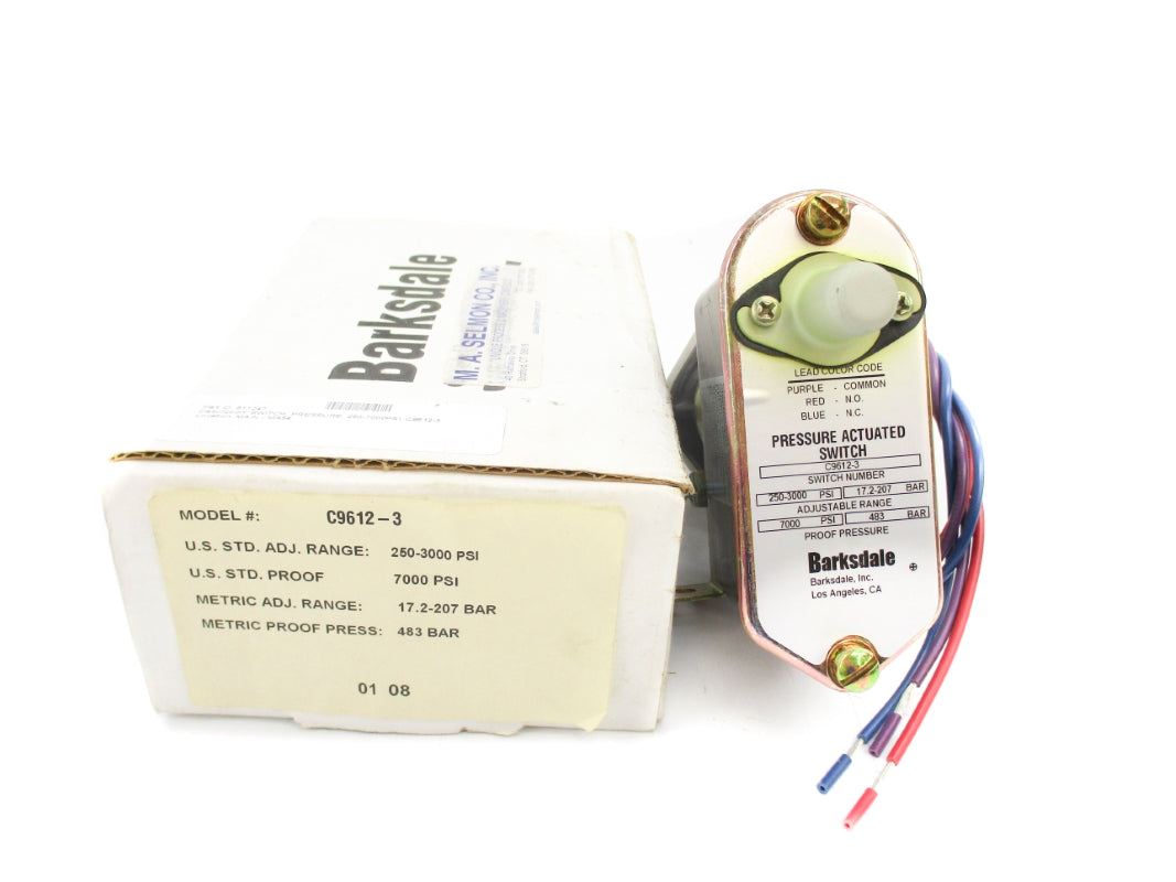 BARKSDALE C9612-3 600V 2A 250-3000PSI NSMP