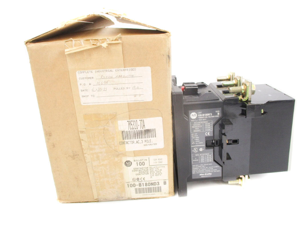 ALLEN BRADLEY 100-B180ND3 SER. B 110/120V 180A (BR/WH) NSMP