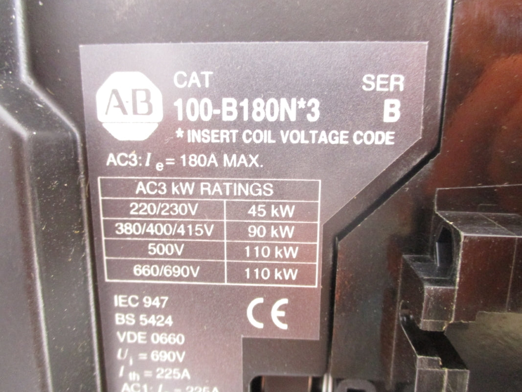 ALLEN BRADLEY 100-B180ND3 SER. B 110/120V 180A (BR/WH) NSMP