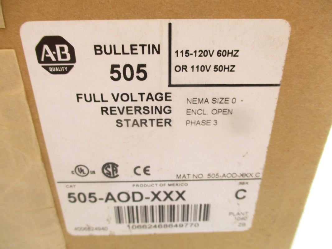 ALLEN BRADLEY 505-AOD-XXX SER. C 120V (BR/WH) NSFS