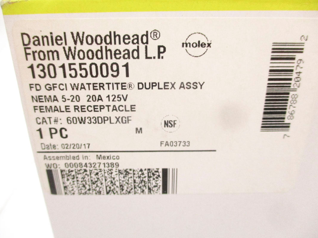 DANIEL WOODHEAD 60W33DPLXGF 1301550091 125V 20V NSMP