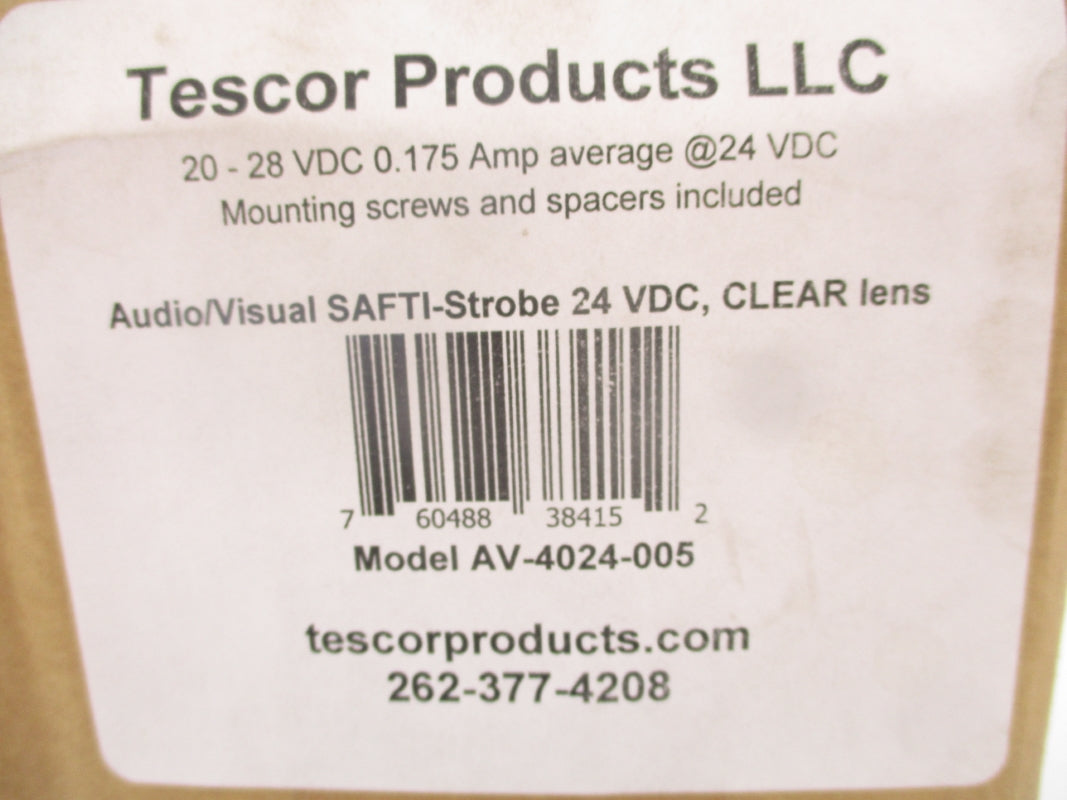 TESCOR PRODUCTS AV-4024-005 28VDC .175A NSMP