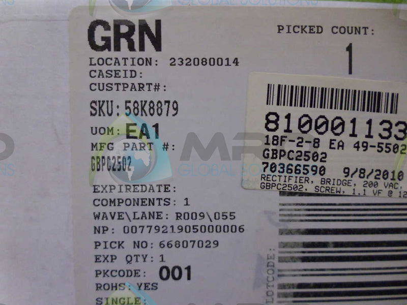 GRN GBPC2502 RECITIFIER *FACTORY SEALED*