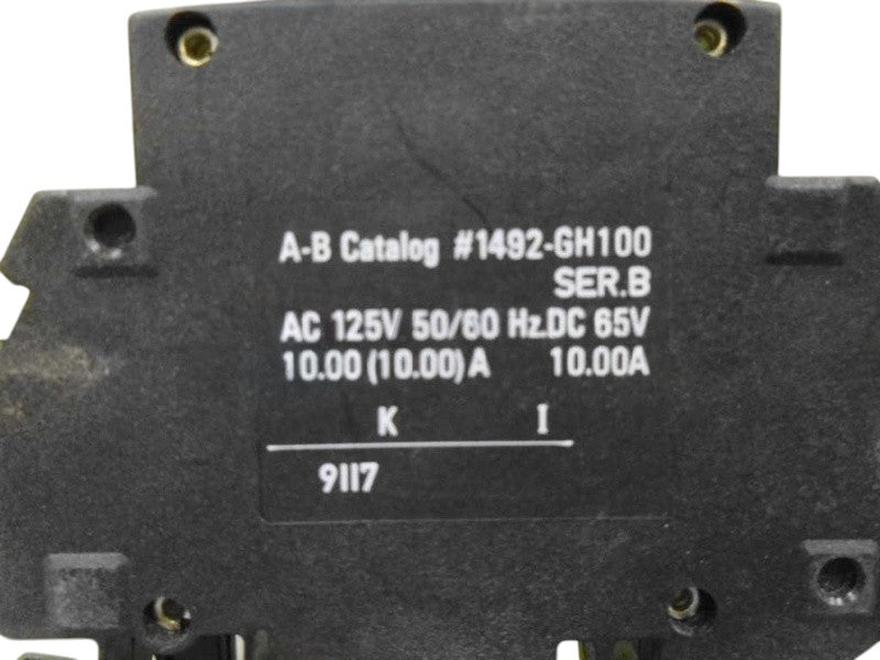 ALLEN BRADLEY 1492-GH100 SER. B CIRCUIT BREAKER 10A UNMP